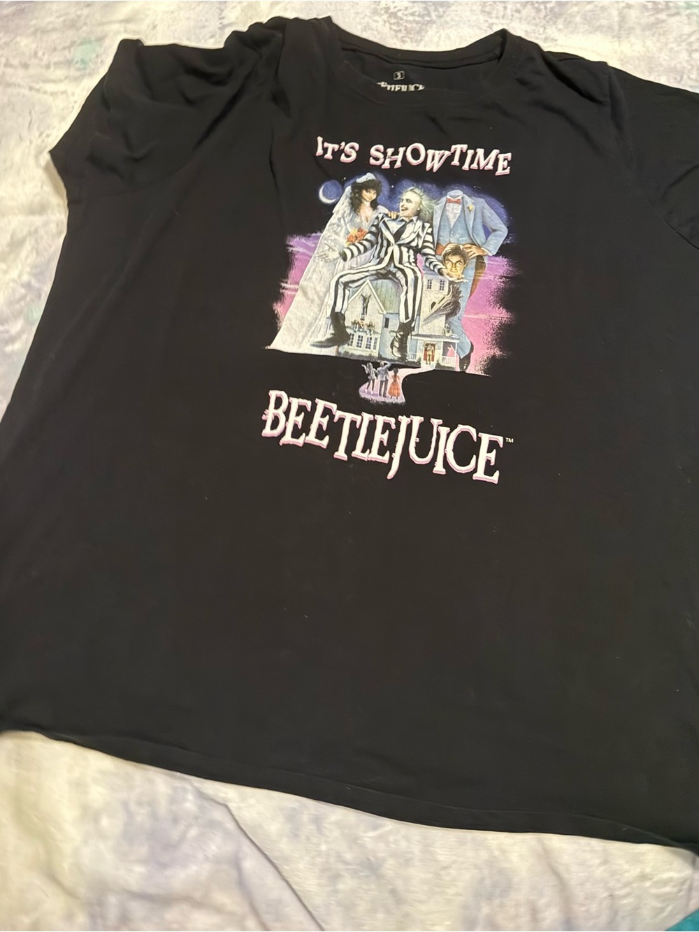 torrid Black Beetlejuice 'It's Showtime' Graphic Tee with Purple and White Print
